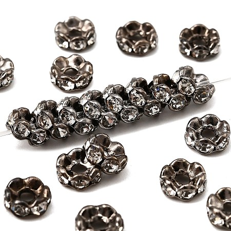 Brass Rhinestone Spacer Beads RB-A014-L6mm-01B-1