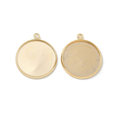 Flat Round Brass Pendant Cabochon Settings KK-K414-14G-G-1