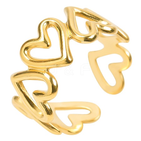 Titanium Steel Hollow Heart Open Cuff Rings for Women OK1306-2-1