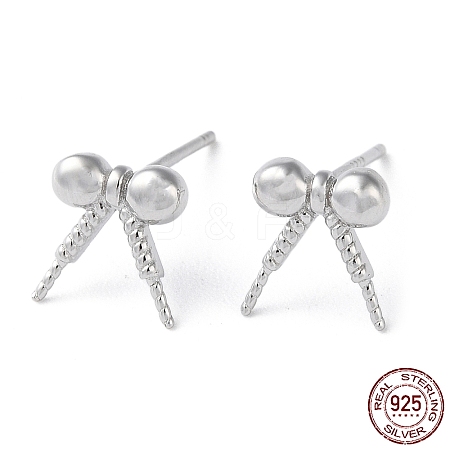 Rhodium Plated 925 Sterling Silver Stud Earring Findings STER-M115-02P-1