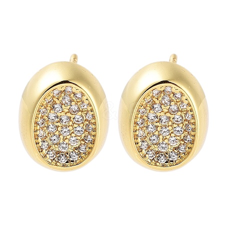 Rack Plating Oval Brass Stud Earrings EJEW-N055-38G-RS-1