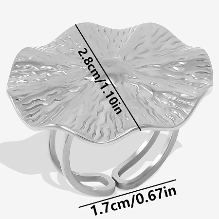 304 Stainless Steel European American Simple Style Cuff Ring for Women LD8467-1-1