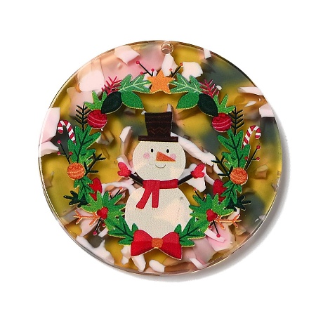 Transparent Christmas Themed Cellulose Acetate(Resin) Pendants OACR-L018-03F-1