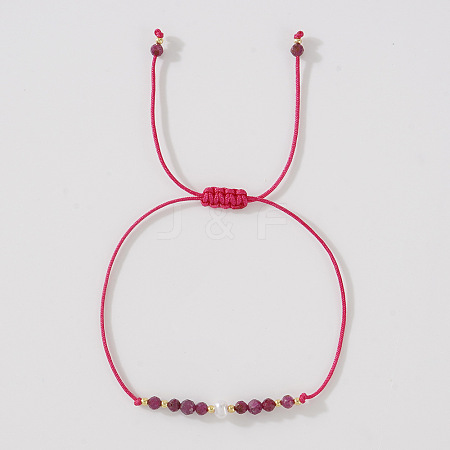 Natural Agate & Brass Beads Braided Bead Bracelets for Women HH4245-3-1