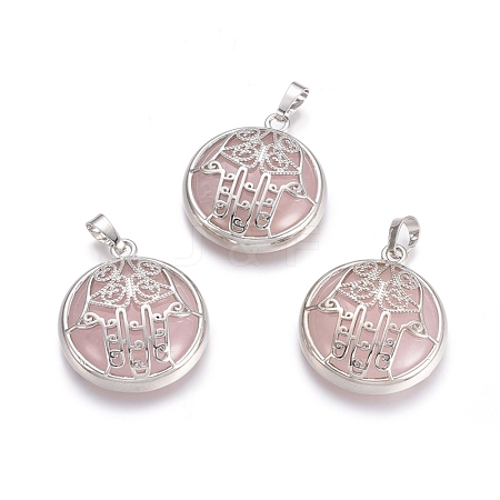 Natural Rose Quartz Pendants G-L512-J01-1