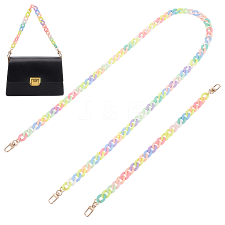 WADORN 2Pcs 2 Style Opaque Jelly Style Acrylic Curb Chain Bag Straps DIY-WR0002-49-1