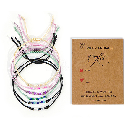 Adjustable Glass Seed Beaded Friendship Braided Bracelet Sets BE2039-3-1