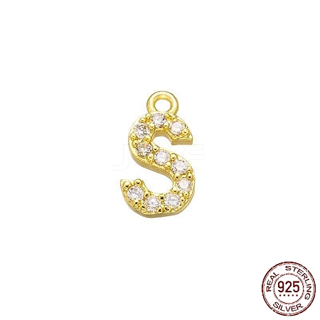 Real 18K Gold Plated 925 Sterling Silver Micro Pave Clear Cubic Zirconia Charms STER-P054-10G-S-1