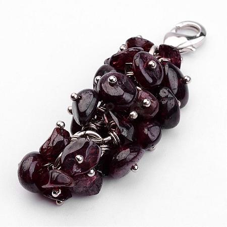 Natural Chip Garnet Pendant Decorations HJEW-JM00214-03-1