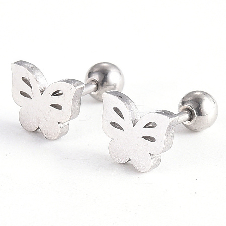 Tarnish Resistant 201 Stainless Steel Barbell Cartilage Earrings EJEW-R147-18-1