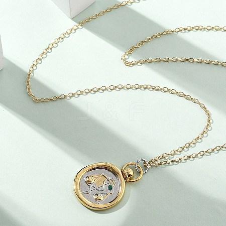 Brass Twelve Constellations Tarot Pendant Necklaces NJEW-Q006-01I-G-1