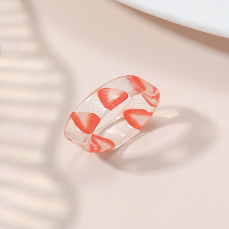 Summer Transparent Resin Fruit Pattern Finger Rings for Women WGF91BA-08-1