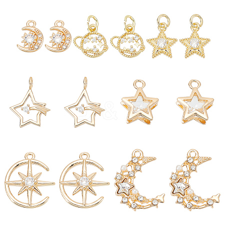 ARRICRAFT Alloy & Brass Cubic Zirconia Charms ZIRC-AR0001-28-1