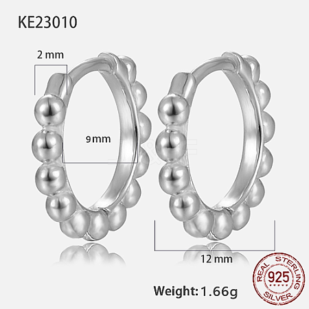 Anti-Tarnish Rhodium Plated 925 Sterling Silver Hoop Earrings BO1095-1-1