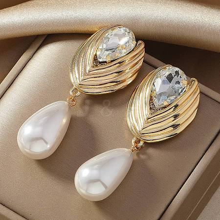 Alloy Rhinestone Dangle Stud Earrings WGDC92A-01-1