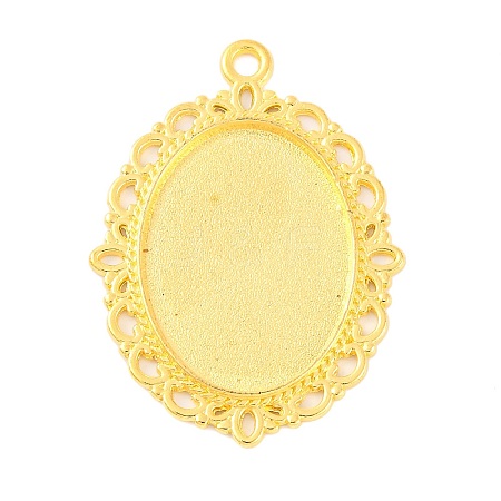 Tibetan Style Oval Alloy Pendant Cabochon Settings TIBEP-Q054-44G-RS-1