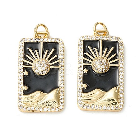 Rack Plating Brass Micro Pave Clear Cubic Zirconia Pendants X-KK-D073-24G-01-1