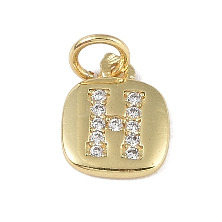 Rack Plating Brass Micro Pave CLear Cubic Zirconia Charms KK-E110-14G-H-1