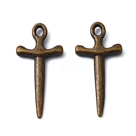 Tibetan Style Alloy Sword Pendants X-TIBEP-929-AB-FF-1