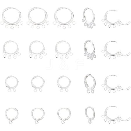 SUPERFINDINGS 40Pcs 4 Style Rack Plating Eco-friendly Brass Huggie Hoop Earring Findings KK-FH0003-98-1