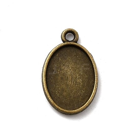 Oval Two-Sided Alloy Pendant Cabochon Settings X-PALLOY-N0088-15AB-NF-1