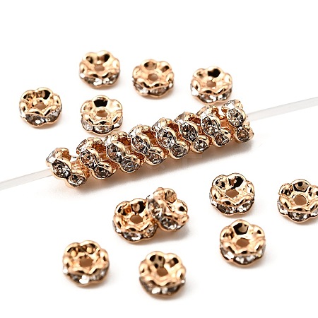 Brass Rhinestone Spacer Beads RB-A014-L4mm-01LG-NF-1