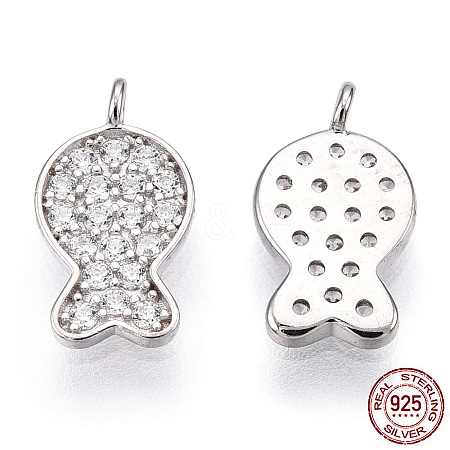 Rhodium Plated 925 Sterling Silver Micro Pave Cubic Zirconia Charms STER-T004-68P-1