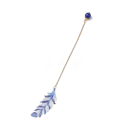 Stainless Steel Feather & Alloy Bookmarks AJEW-JK00402-01-1