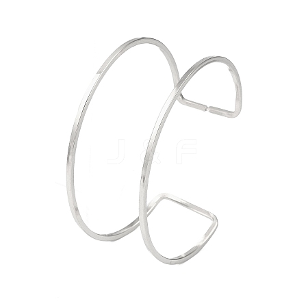 Non-Tarnish 304 Stainless Steel Hollow Open Cuff Bangles for Women BJEW-S155-04P-1