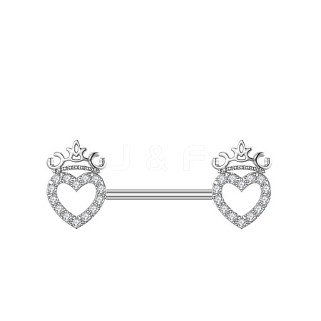 304 Stainless Steel Clear Cubic Zirconia Nipple Bar WGA11FA-01-1