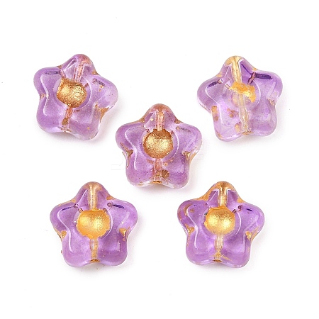 Electroplate and Golden Metal Enlaced Glass Beads EGLA-T029-02H-1