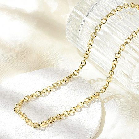 Brass Textured Cable Chain Necklaces NJEW-A042-12G-01-1