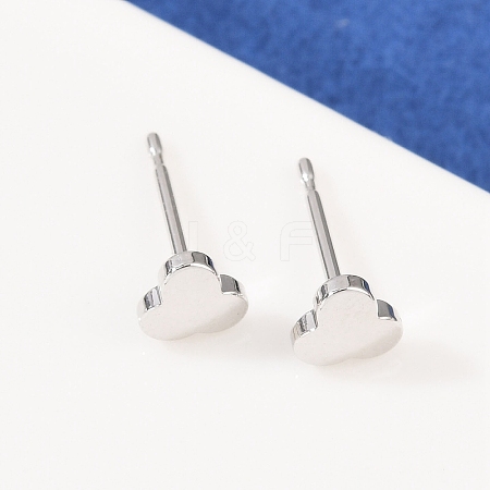 Brass Clover Stud Earrings for Women EJEW-G441-06D-P-1