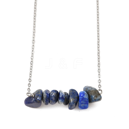 Natural Lapis Lazuli Chip Pendant Necklaces NJEW-JN05097-02-1