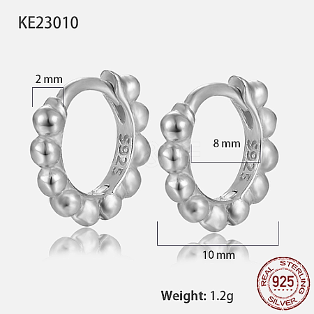 Anti-Tarnish Rhodium Plated 925 Sterling Silver Hoop Earrings BO1095-2-1