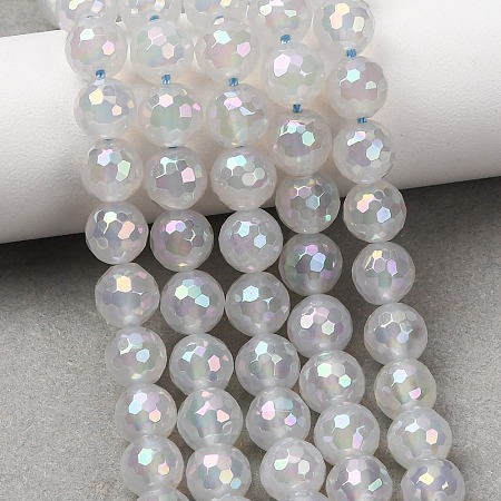 Electroplated Natural Agate Beads Strands G-B191-A07-8mm-01-1
