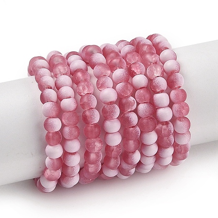 Frosted Crackle Glass Beads Strands GLAA-U001-4mm-M13-1