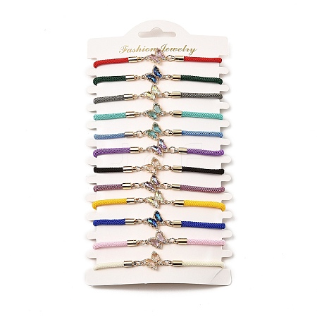 12Pcs 12 Colors Polyester Bracelets BJEW-P340-12C-G-1