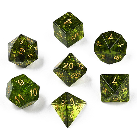 Metal Enlaced Glass Polyhedral Dice Set G-T122-75D-1