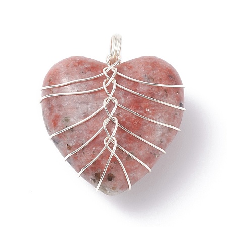 Natural Sesame Jasper Pendants PALLOY-JF01283-02-1