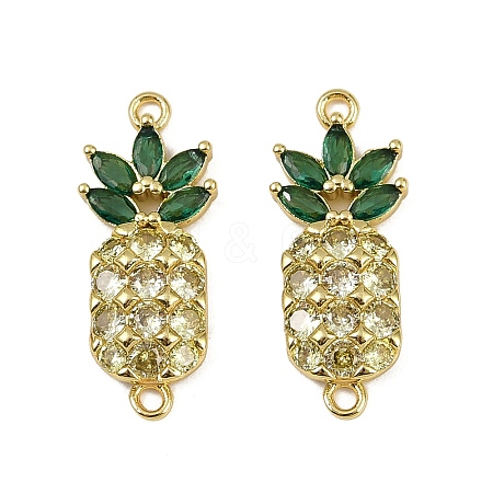 Brass Pave Clear and Green Cubic Zirconia Pineapple Links KK-I358-030G-1