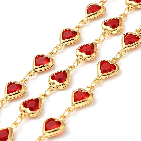 Heart Handmade Brass Glass Link Chains CHC-M024-04G-02-1