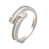 Brass Micro Pave Clear Cubic Zirconia Adjustable Finger Rings RJEW-D079-05P-RS-1