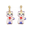 Alloy Kitten Dangle Stud Earrings EJEW-G148-19G-01-2