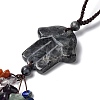 Hamsa Hand/Hand of Miriam Natural Labradorite Pendant Decorations HJEW-R127-02F-5