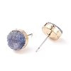 Dyed Flat Round Natural Druzy Agate Stud Earrings EJEW-I175-8mm-3