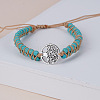 Synthetic Turquoise Round Beaded Braided Bead Bracelets FS-WGE5EF2-13-1