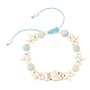 Ocean Synthetic Turquoise Fish Starfish and Natural Flower Amazonite Round Braided Bead Bracelets BJEW-JB14477-4
