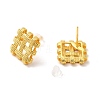 Brass Woven Rhombus Stud Earrings with 925 Sterling Silver Pins for Women EJEW-F292-01G-1