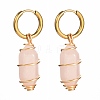 Copper Wire Wrapped Natural Rose Quartz Dangle Earrings for Women EJEW-JE04628-01-1